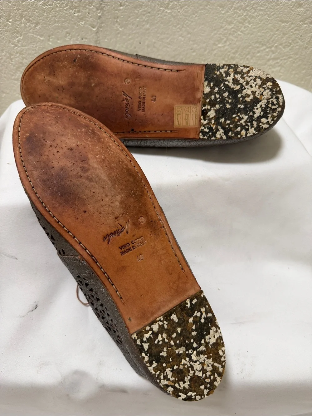 Marselle Metallic Silver Laser-Cut Lace-Up Flats